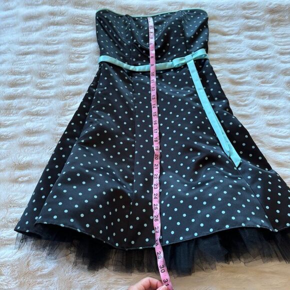 Jessica McClintock Polka Dot Strapless Y2K Mini Dress - Picture 6 of 11